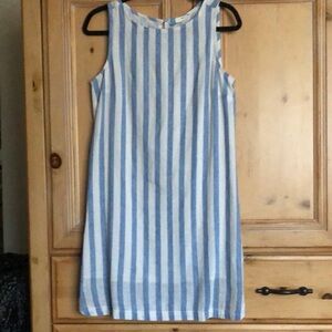 Blue and White Striped Sleeveless Dress